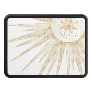 Elegant Gold Doodles Sun Moon Mandala Design Hitch Cover