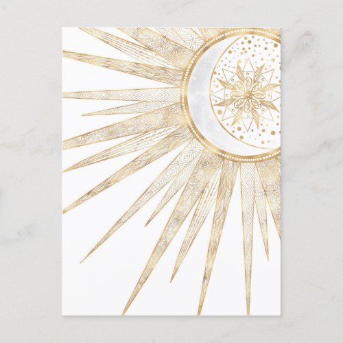 Elegant Gold Doodles Sun Moon Mandala Design Holiday Postcard