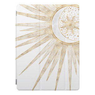 Elegant Gold Doodles Sun Moon Mandala Design iPad Pro Cover