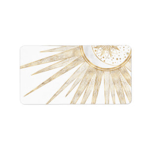 Elegant Gold Doodles Sun Moon Mandala Design Label