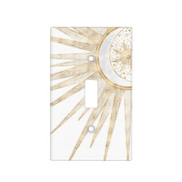 Elegant Gold Doodles Sun Moon Mandala Design Light Switch Cover