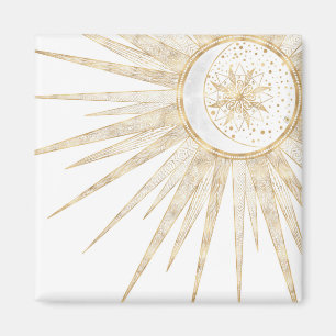 Elegant Gold Doodles Sun Moon Mandala Design Magnet