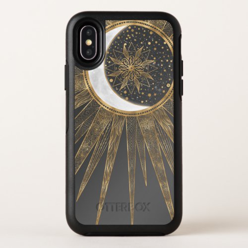 Elegant Gold Doodles Sun Moon Mandala Design OtterBox Symmetry iPhone X Case