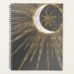 Elegant Gold Doodles Sun Moon Mandala Design Planner<br><div class="desc">This beautiful, mystical, sun and crescent moon mandala universe theme aesthetic design is perfect for home decor, everyday wear, or special events enchanted decorations. A pretty, whimsical gold sun and moon mandala design, featuring flowers and leaves doodles, stars, dots, diamonds, circles, triangles, and mermaid scale geometric shapes, with a crescent...</div>