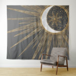 Elegant Gold Doodles Sun Moon Mandala Design Tapestry at Zazzle