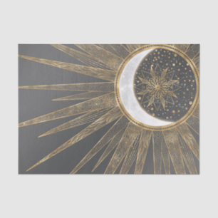 Elegant Gold Doodles Sun Moon Mandala Design Tissue Paper