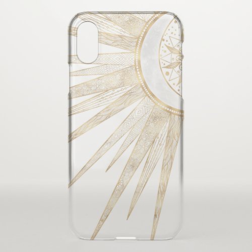 Elegant Gold Doodles Sun Moon Mandala Design iPhone X Case