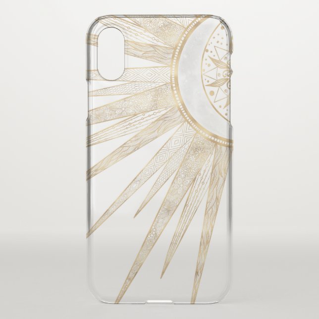 Elegant Gold Doodles Sun Moon Mandala Design Uncommon iPhone Case (Back)