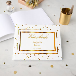 Elegant Gold Dots and White Guest Book