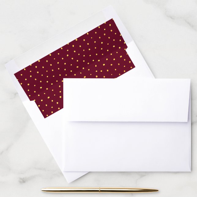 Elegant Gold Dots on Red Envelope Liner (Desk)