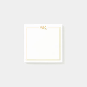 Elegant Gold Double Border Monogram Post it Notes