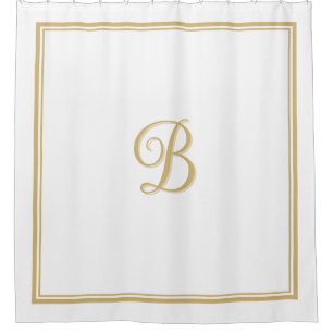 Elegant Gold Double Border Script Monogram Shower Curtain