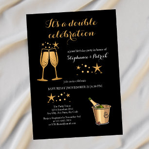 Elegant Gold Double Celebration Joint Birthday Invitation
