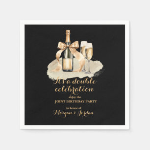 Elegant Gold Double Celebration Joint Birthday Napkins