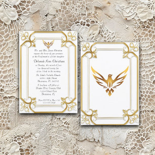 Elegant Gold Dove Confirmation Invitation