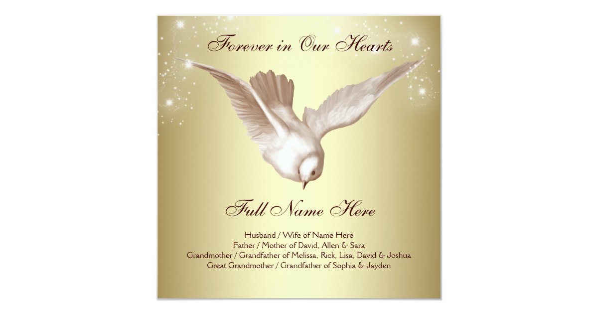 Elegant Gold Dove In Loving Memory Memorial Card | Zazzle.com
