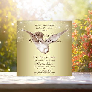 Elegant Gold Dove In Loving Memory Memorial Invitation