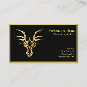 Elegant Gold Dragon Head on Black Business Card