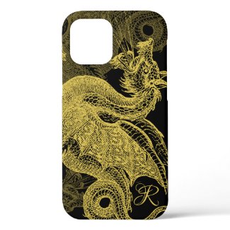 Elegant Gold Dragon Monogram Case-Mate iPhone Case