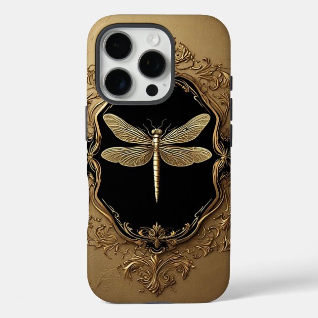 Elegant Gold Dragonfly Illustration Case-Mate iPhone Case (Back)