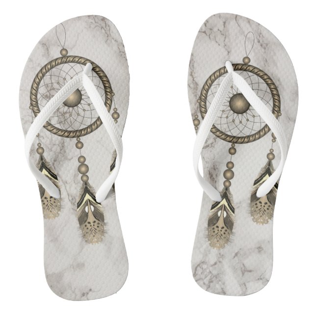 Elegant Gold Dream Catcher Flip Flops (Footbed)