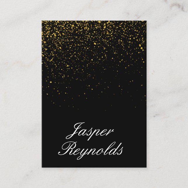 Elegant Gold Dust Black Lux Business Card (Front)
