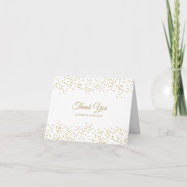Elegant Gold Dust Confetti Script Thank You Card (Front)
