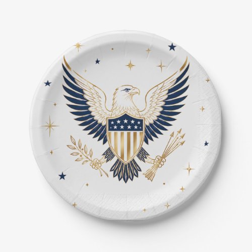 Elegant Gold Eagle 4th of July Party Napkins Paper Plates