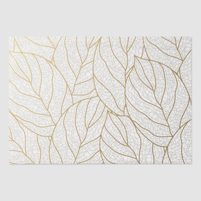Elegant gold earthy leaf delight tissue paper (Front)