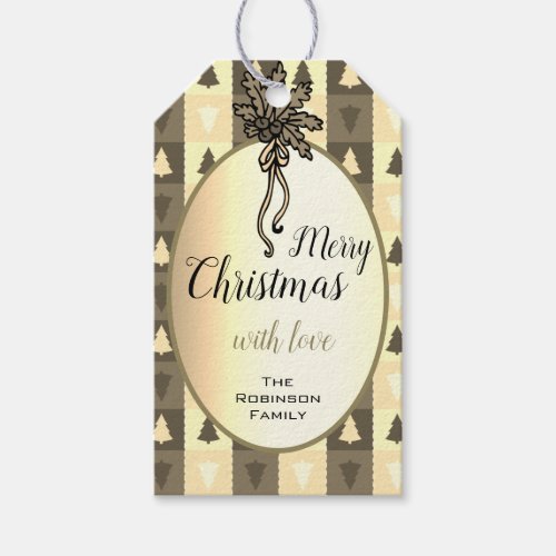 Elegant Gold Effect Christmas Symbols Personalized Gift Tags