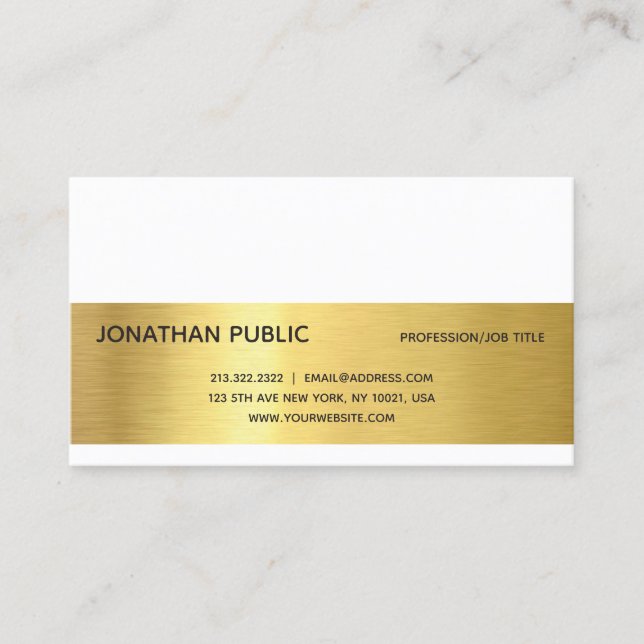Elegant Gold Effect Modern Professional Plain Luxe Business Card (Front)