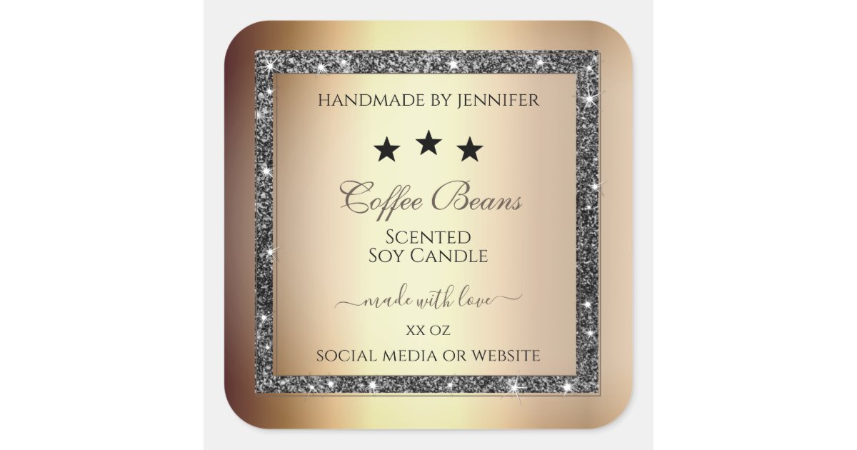 Elegant Gold Effect Silver Glitter Product Labels | Zazzle