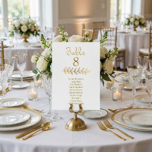 Elegant Gold effect Table Number 8 Seating Chart