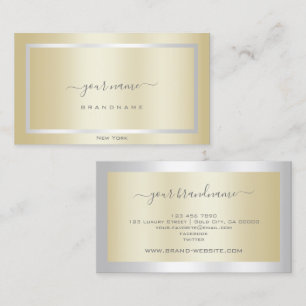 Elegant Gold Effect with Silver Frame Professional Business Card