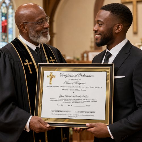 Elegant Gold Elder Certificate of Ordination