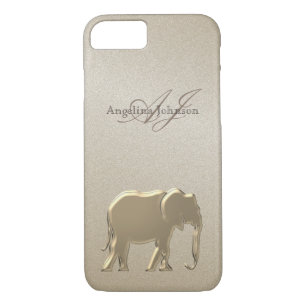 Elegant Gold Elephant Monogrammed iPhone 8/7 Case