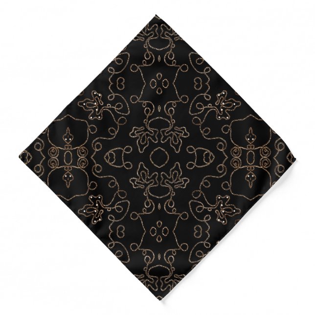 Elegant gold embellishments on black bandana (Front)