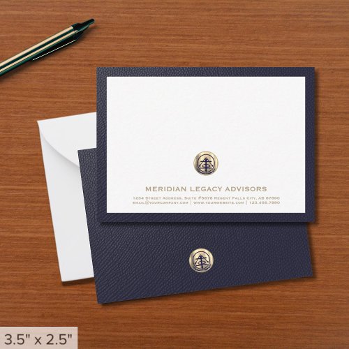 Elegant Gold Emblem Business Note Card