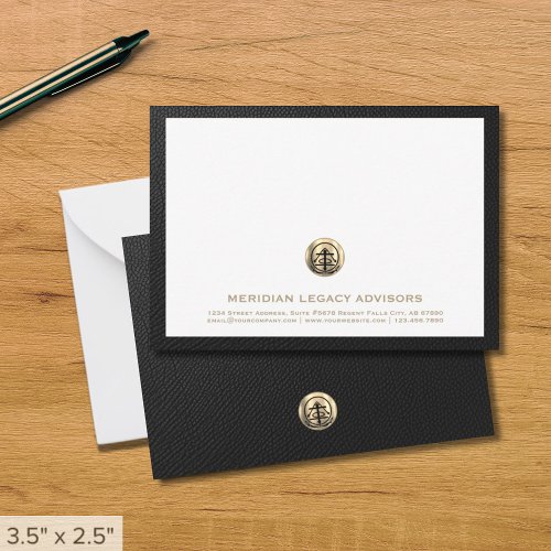 Elegant Gold Emblem Business Note Card