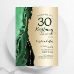 Elegant Gold Emerald Green Agate 30th Birthday Invitation<br><div class="desc">Emerald green and gold agate 30th birthday party invitation. Elegant modern design featuring watercolor agate marble geode background,  faux glitter gold and typography script font. Trendy invite card perfect for a stylish women's bday celebration. Printed Zazzle invitations or instant download digital printable template.</div>