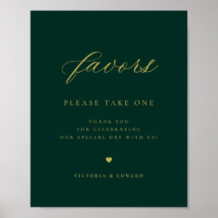 Elegant Gold Emerald Green Wedding Favor  Poster