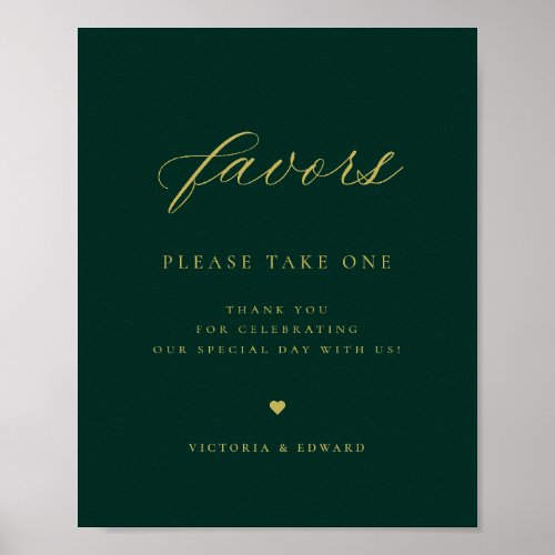 Elegant Gold Emerald Green Wedding Favor  Poster