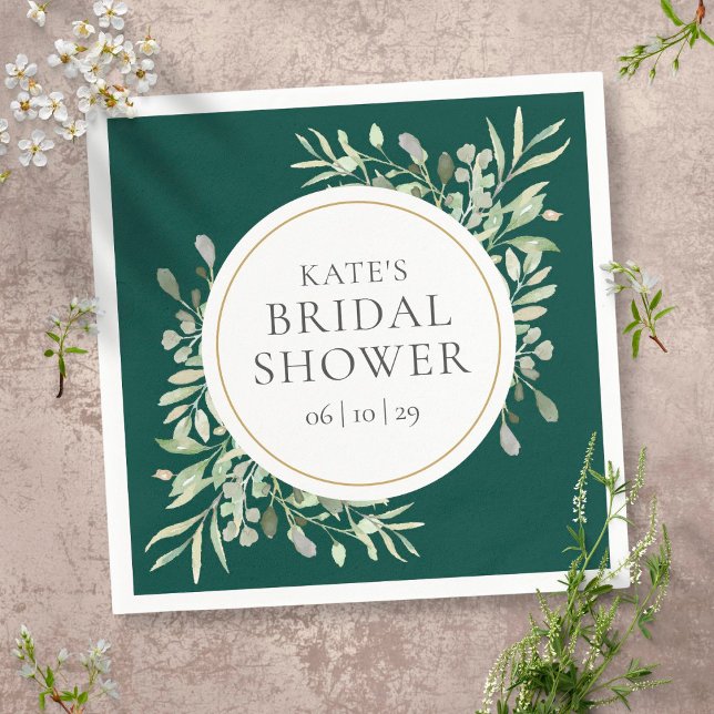 Elegant Gold Emerald Greenery Bridal Shower Napkins (Creator Uploaded)