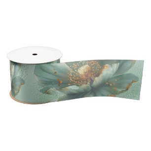 Elegant Gold & Emerald Poppy Wedding  Satin Ribbon
