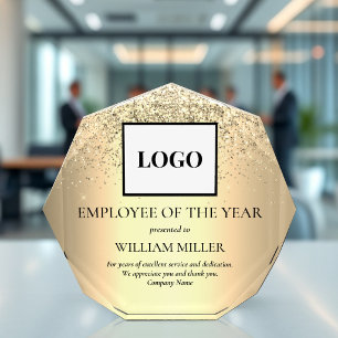 Elegant Gold Employee Appreciation Logo Custom Acrylic Award