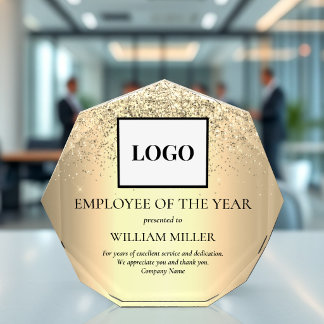 Elegant Gold Employee Appreciation Logo Custom Acrylic Award
