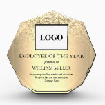 Elegant Gold Employee Appreciation Logo Custom Acrylic Award<br><div class="desc">An elegant style employee recognition award. You can change the wording to suit the type of award you are presenting. Please note,  glitter details are simulated.</div>