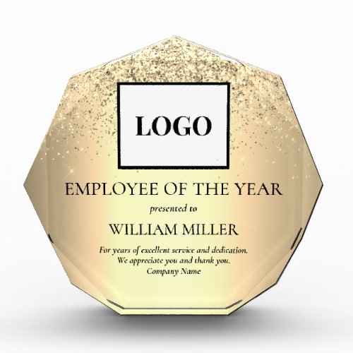 Elegant Gold Employee Appreciation Logo Custom Acrylic Award