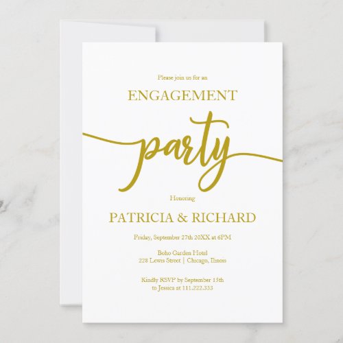 Elegant Gold Engagement Party Invitation