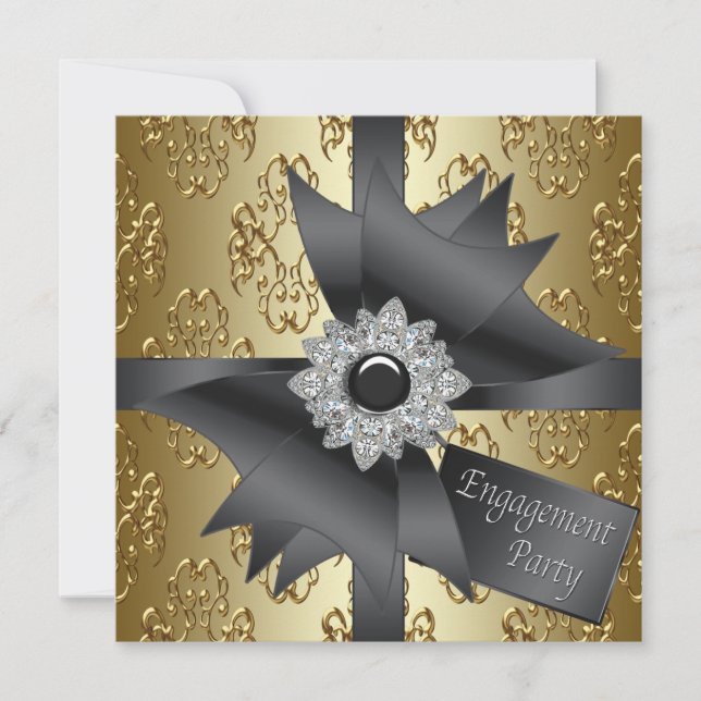 Elegant Gold Engagement Party Invitations (Front)